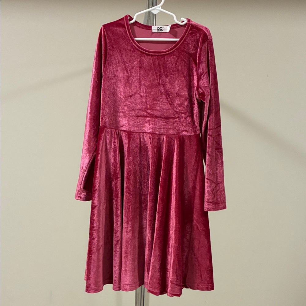 Veloop Girl’s Long Sleeve Pink Skater Dress